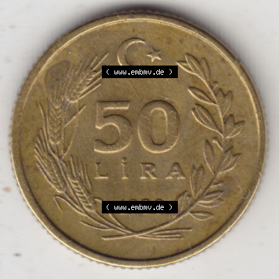 Münzen Türkei / Türkiye Eurovorläufer, Umlaufmünze vor Euroeinführung 1998-1994, 50 Lira - Lire (1) Sammlung