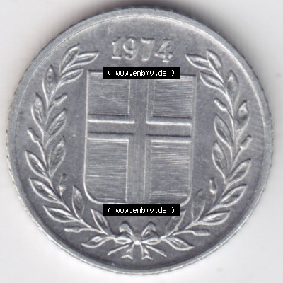 Münzen Island Eurovorläufer, Umlaufmünze vor Euroeinführung 1970-1974, 10 Aurar 1974 (1) Sammlung