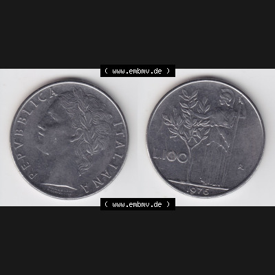 Münzen Italien / Italia Eurovorläufer, Umlaufmünze vor Euroeinführung 1955-1989, 100 Lire, Lira 1976 (3) Sammlung
