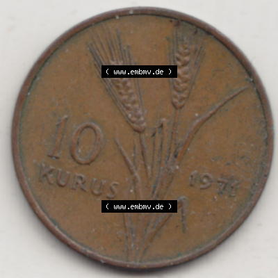 Münzen Türkei / Türkiye Eurovorläufer, Umlaufmünze vor Euroeinführung 1969-1973, 10 Kurus 1971 (2) Sammlung