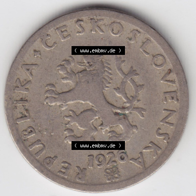 Münzen Tschechoslowakei (Land wurde 1992 aufgelöst), Umlaufmünze 1921-1938, 20 h, Haleru, Heller 1926 (1) Sammlung