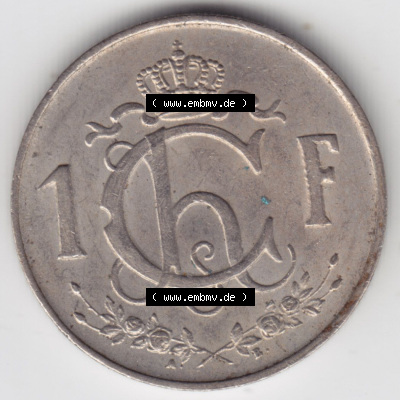 Münzen Luxemburg / Lëtzebuerg Eurovorläufer, Umlaufmünze vor Euroeinführung 1952-1964, 1 F, Franc, Franken 1962 I. (1) Sammlung