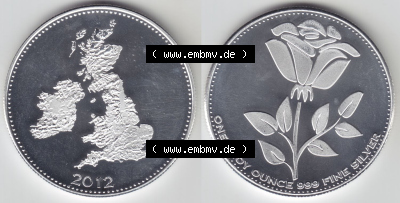 Münzen Großbritannien Eurovorläufer, Umlaufmünze vor Euroeinführung 2012-2012, Silberunze Englische Rose (3) Sammlung