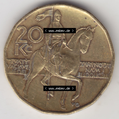 Münzen Tschechische Republik / Tschechin Eurovorläufer, Umlaufmünze vor Euroeinführung 1993-Heute, 20 Kronen 1993 (2) Sammlung