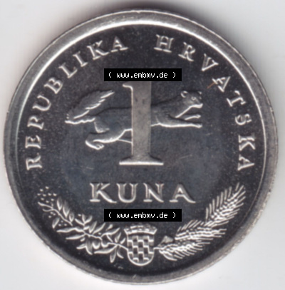 Münzen Kroatien Eurovorläufer, Umlaufmünze vor Euroeinführung 1993-2021, 1 Kuna 1999 (2) Sammlung