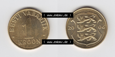 Münzen Estland Eurovorläufer, Umlaufmünze vor Euroeinführung 2006, 1 Kroon (3) Sammlung