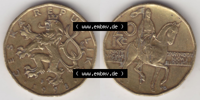 Münzen Tschechische Republik / Tschechin Eurovorläufer, Umlaufmünze vor Euroeinführung 1993-Heute, 20 Kronen 1993 (3) Sammlung