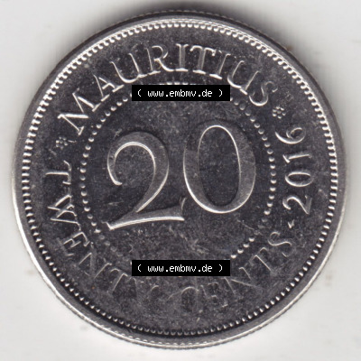 Münzen aus Afrika Mauritius Umlaufmünze 1987-2016, 20 Cent 2016 (1) Sammlung