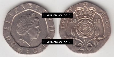Münzen Großbritannien Eurovorläufer, Umlaufmünze vor Euroeinführung 1998-2008, 20 Pence 2003 (3) Sammlung