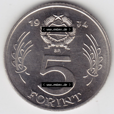 Münzen Ungarn / Magyarország Eurovorläufer, Umlaufmünze vor Euroeinführung 1971-1982, 5 Forint 1974 (2) Sammlung