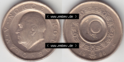 Münzen Norwegen / Norway Eurovorläufer, Umlaufmünze vor Euroeinführung 1983-1991, 10 Kronen 1986 (3) Sammlung