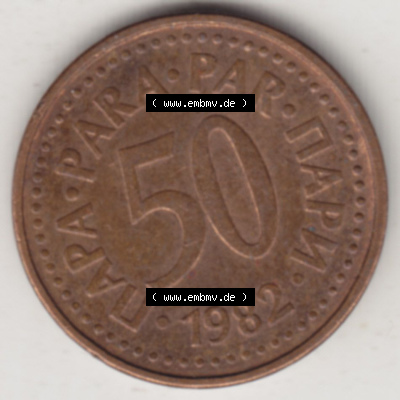 Münzen Jugoslawien (Land wurde 2003 aufgelöst), Umlaufmünze 1982-1984, 50 Para 1982 (2) Sammlung