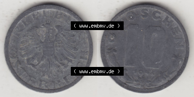 Münzen Österreich / Austria Eurovorläufer, Umlaufmünze vor Euroeinführung 1947-1949, 10 Groschen 1948 IV. (3) Sammlung