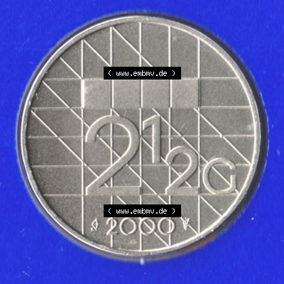 Münzen Niederlande / Netherlands Eurovorläufer, Umlaufmünze vor Euroeinführung 1982-2000, 2.50 Gulden 2000 (1) Sammlung