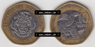 Münzen aus Afrika Seychellen / Seychelles Umlaufmünze 2016-2018, 10 Rupien - Rupees 2016 (3) Sammlung