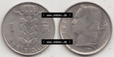 Münzen Belgien Eurovorläufer, Umlaufmünze vor Euroeinführung 1950-1988, 1 Francs-Franken 1976 I. Belgique (3) Sammlung