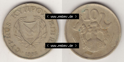Münzen Zypern / Cyprus Eurovorläufer, Umlaufmünze vor Euroeinführung 1983-1983, 10 Cent (7) Sammlung