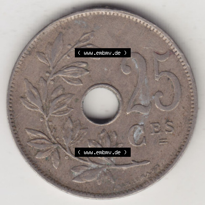 Münzen Belgien Eurovorläufer, Umlaufmünze vor Euroeinführung 1913-1929, 25 Ces, 1921 Centimes Belgique (1) Sammlung