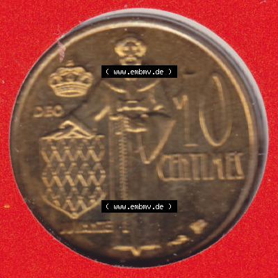 Münzen Monaco / Mu̍negu Eurovorläufer, Umlaufmünze vor Euroeinführung 1962-1995, 10 Centimes 1995 (2) Sammlung