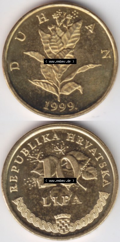 Münzen Kroatien Eurovorläufer, Umlaufmünze vor Euroeinführung 1993-2021, 5 Lipa 1999 (4) Sammlung