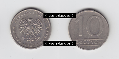 Münzen Polen / Polska Eurovorläufer, Umlaufmünze vor Euroeinführung 1984-1988, 10 Zlotych 1986 (3) Sammlung