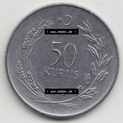 Münzen Türkei / Türkiye Eurovorläufer, Umlaufmünze vor Euroeinführung 1971-1979, 50 Kurus (1) Sammlung