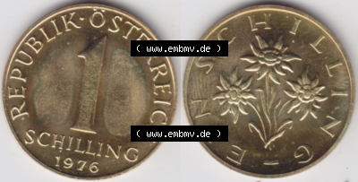 Münzen Österreich / Austria Eurovorläufer, Umlaufmünze vor Euroeinführung 1959-2001, 1 Schilling 1976 (3) Sammlung