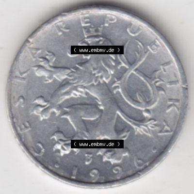 Münzen Tschechische Republik / Tschechin Eurovorläufer, Umlaufmünze vor Euroeinführung 1993-2008, 50 Heller 1996 (1) Sammlung