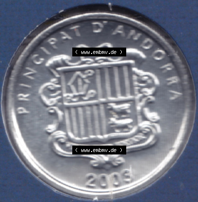 Münzen Andorra Eurovorläufer, Umlaufmünze vor Euroeinführung 2003, 1 Centime, Brücke von Margineda (1) Sammlung