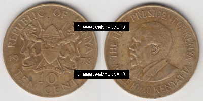 Münzen aus Afrika Kenia / Kenya Umlaufmünze 1969-1978, 10 Cent 1978 (3) Sammlung