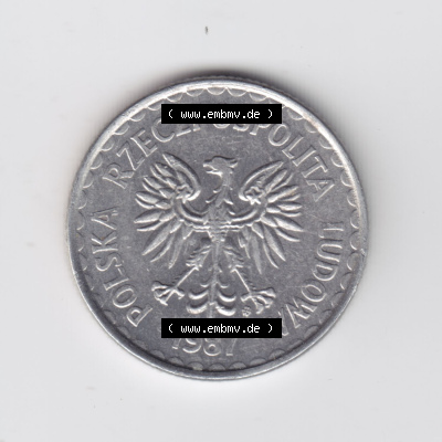 Münzen Polen / Polska Eurovorläufer, Umlaufmünze vor Euroeinführung 1986-1988, 1 Zloty 1987 (1) Sammlung
