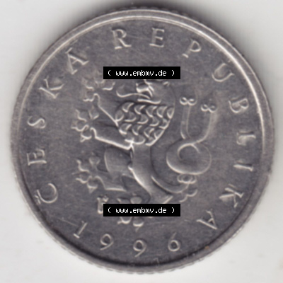 Münzen Tschechische Republik / Tschechin Eurovorläufer, Umlaufmünze vor Euroeinführung 1993-Heute, 1 Krone 1996 (1) Sammlung