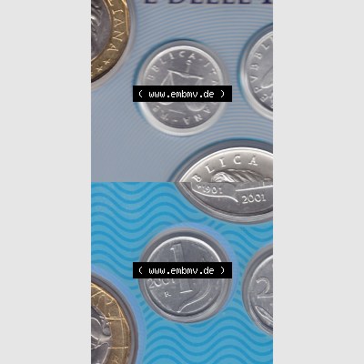 Münzen Italien / Italia Eurovorläufer, Umlaufmünze vor Euroeinführung 1951-2001, 1 Lira-Lire Münze mit Waage 2001 (4) Sammlung