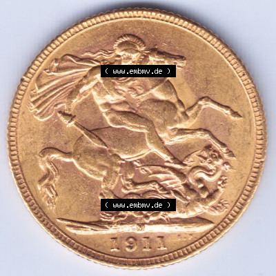 Münzen Großbritannien Eurovorläufer, Umlaufmünze vor Euroeinführung 1911-1927, 1 Pfund Sovereign Goldmünze in Gold (1) Sammlung
