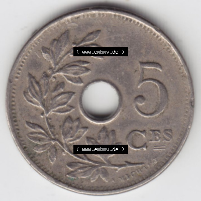 Münzen Belgien Eurovorläufer, Umlaufmünze vor Euroeinführung 1910-1932, 5 Ces, Centimes Koninkrijk Belgie (2) Sammlung