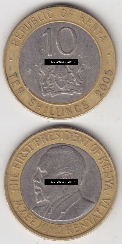 Münzen aus Afrika Kenia / Kenya Umlaufmünze 2005-2009, 10 Schilling - Shillings 2005 (4) Sammlung