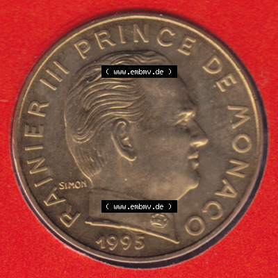 Münzen Monaco / Mu̍negu Eurovorläufer, Umlaufmünze vor Euroeinführung 1962-1995, 20 Centimes 1995 (1) Sammlung