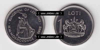 Münzen aus Afrika Lesotho Umlaufmünze 1998-2023, 1 Loti 1998 (3) Sammlung