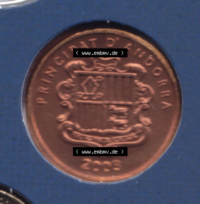 Münzen Andorra Eurovorläufer, Umlaufmünze vor Euroeinführung 2003, 5 Centims, Siebeneckiges Kreuz (1) Sammlung