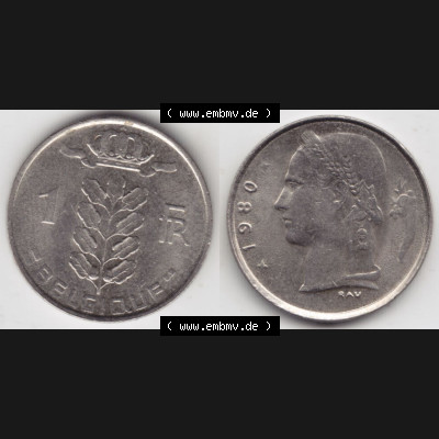Münzen Belgien Eurovorläufer, Umlaufmünze vor Euroeinführung 1950-1988, 1 Franc Belgique (3) Sammlung