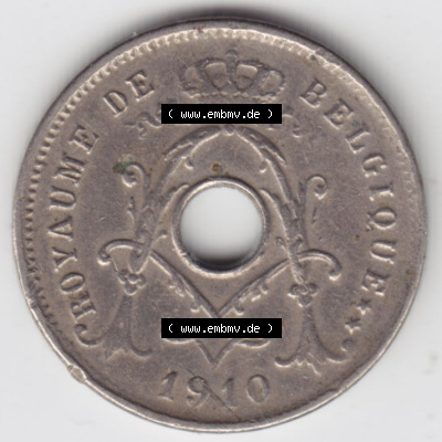 Münzen Belgien Eurovorläufer, Umlaufmünze vor Euroeinführung 1910-1932, 5 Ces, Centimes Koninkrijk Belgie (1) Sammlung