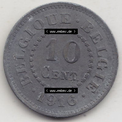 Münzen Belgien Eurovorläufer, Umlaufmünze vor Euroeinführung 1915-1917, 10 Centimes 1916 Belgique - Belgie (1) Sammlung