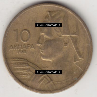 Münzen Jugoslawien (Land wurde 2003 aufgelöst), Umlaufmünze 1955-1955, 10 Dinar 1955 (2) Sammlung