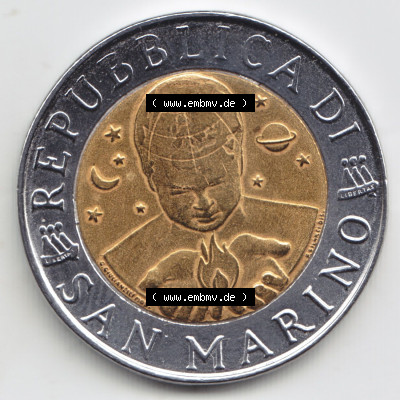 Münzen San Marino / Saint Marin Eurovorläufer, Sondermünze vor Euroeinführung 1996-1996, 500 Lire Die Künste (2) Sammlung