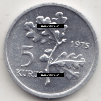 Münzen Türkei / Türkiye Eurovorläufer, Umlaufmünze vor Euroeinführung 1975-1977, 5 Kurus 1975 (2) Sammlung