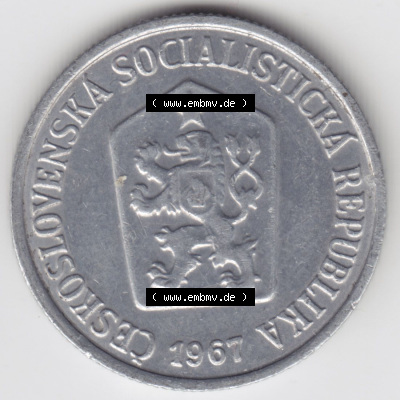 Münzen Tschechoslowakei (Land wurde 1992 aufgelöst), Umlaufmünze 1961-1971, 10 h, Haleru, Heller 1967 (1) Sammlung