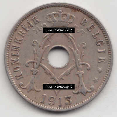 Münzen Belgien Eurovorläufer, Umlaufmünze vor Euroeinführung 1910-1929, 25 Cen, 1913 Centimes Koninkrijk Belgie (2) Sammlung