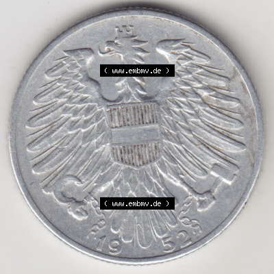 Münzen Österreich / Austria Eurovorläufer, Umlaufmünze vor Euroeinführung 1952-1957, 5 Schilling 1952 II. (1) Sammlung