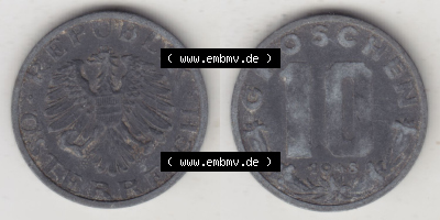 Münzen Österreich / Austria Eurovorläufer, Umlaufmünze vor Euroeinführung 1947-1949, 10 Groschen 1948 III. (3) Sammlung