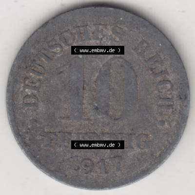 Münzen Deutschland 1918-1932 Weimarer Republik 1917-1922, 10 Pfennig kein Mzz. 1917 II (1) Sammlung